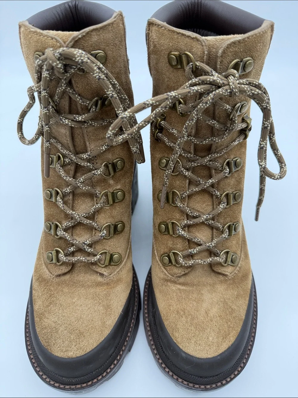 Tory Burch Suede Lug Sole Hiker Ankle Boot Alce Coconut